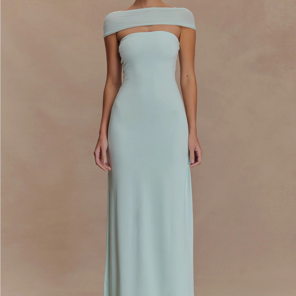 Meshki Mint Off-Shoulder Maxi Dress